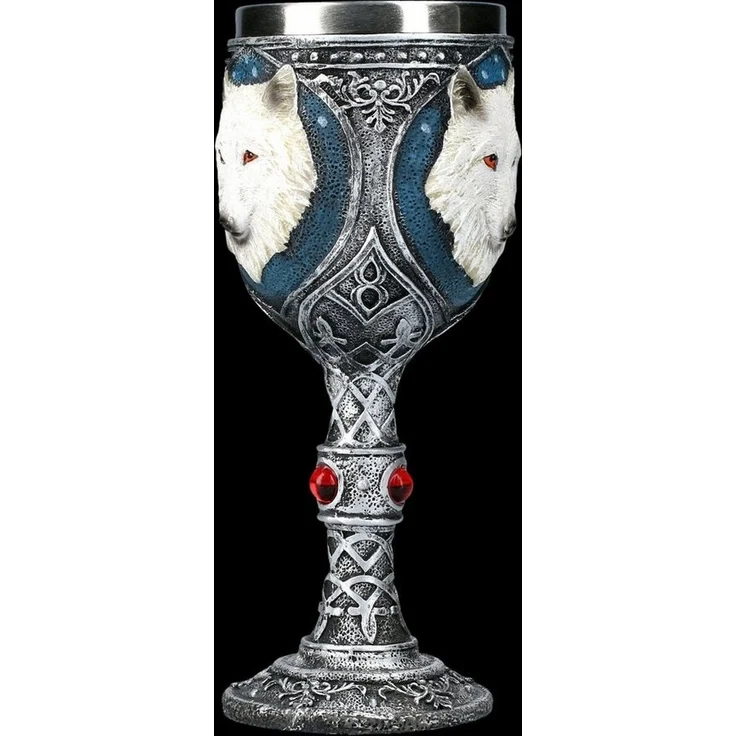 Vogler 816-1978 Weißer Wolf keltischer Kelch mit Metalleinsatz Weinkelch – Bild 2