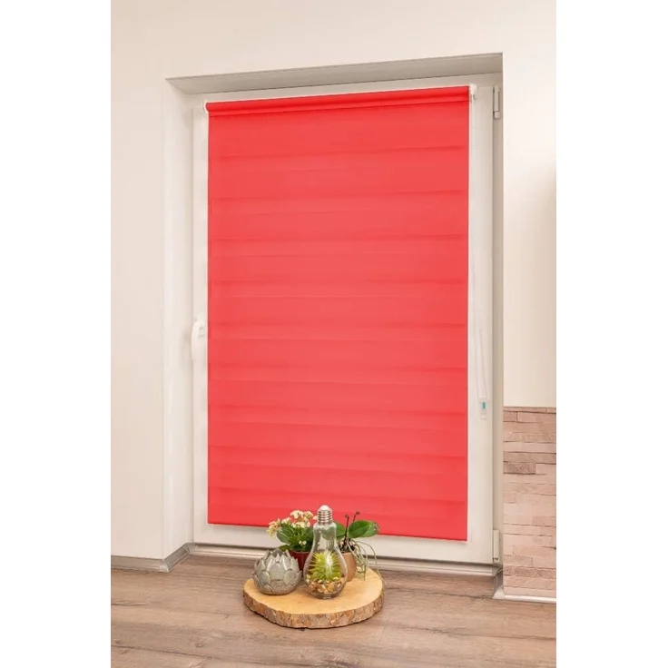 K-Home Klemmfix Doppelrollo Madrid ohne Bohren Rot 95x150 cm (B x L) – Bild 2