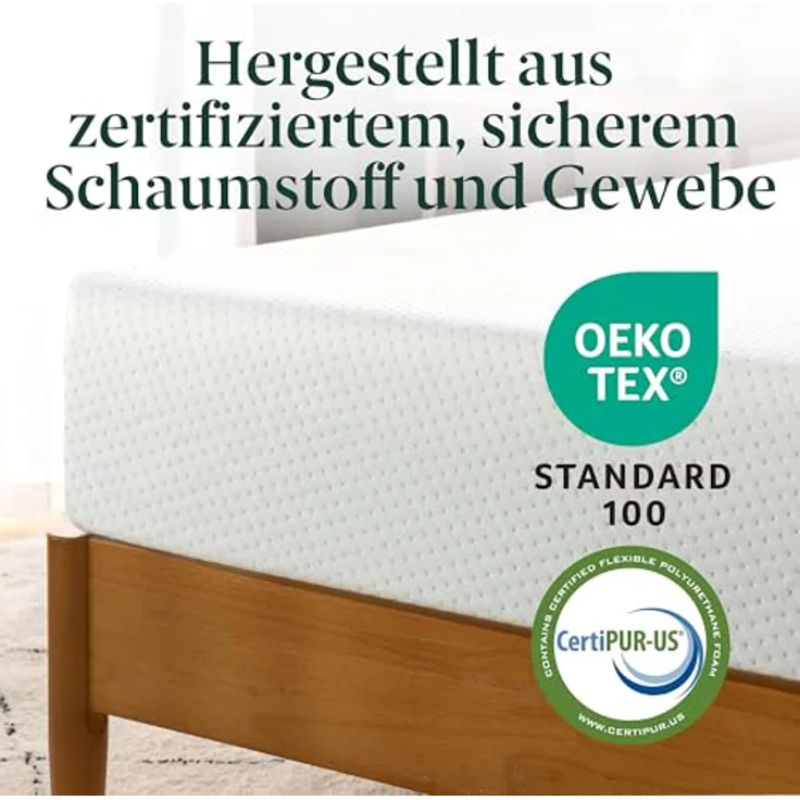 Zinus kühlende Gel Matratze 140 x 200 cm -15cm hoch - 4 Zonen Kaltschaummatratze-Härtegrad H3 - Rollmatratze - Memory-Schaum für ergonomischen Schlaf - Oeko-TEX Zertifiziert – Bild 7