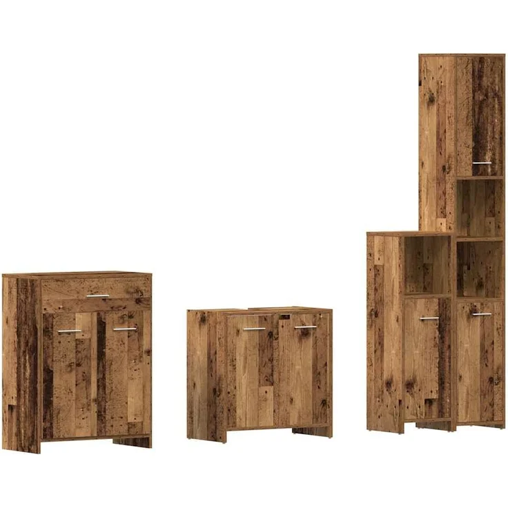 vidaXL 4-tlg. Badmöbel-Set Altholz-Optik Holzwerkstoff 3328941 – Bild 2