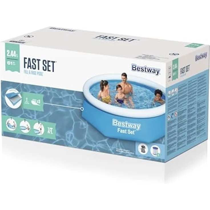 Bestway® Fast Set™ Aufblasbare Pool Set - 244 x 76 cm - Mit Filterpumpe 1.880 L – Bild 4