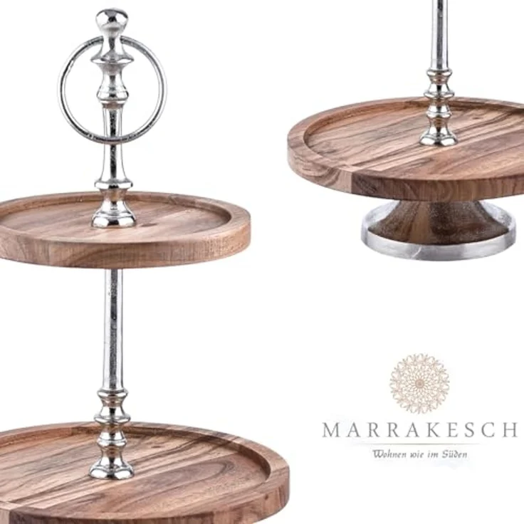 Marrakesch Orient & Mediterran Interior Etagere Etagere aus Holz Amalie rund, Vintage Cupcake Ständer als Tischdeko, Handarbeit – Bild 3