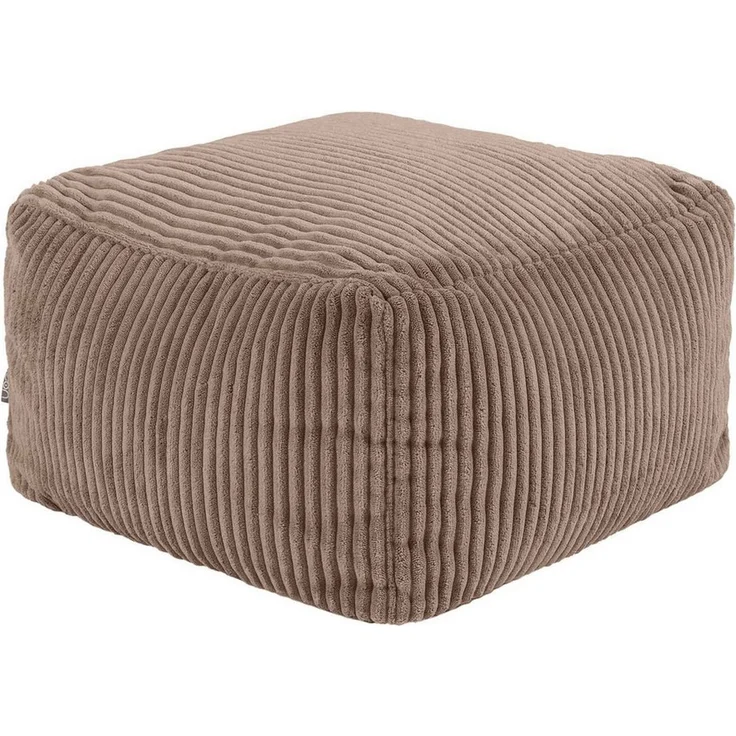 Icon Amara Hocker, Mokkabraun, Flauschiger Cord Stoff, Sitzsack Cord, Sitzpuff Hocker mit Füllung, Fußhocker für das Wohnzimmer, Deko Wohnzimmer – Bild 1