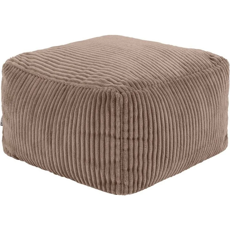 Icon Amara Hocker, Mokkabraun, Flauschiger Cord Stoff, Sitzsack Cord, Sitzpuff Hocker mit Füllung, Fußhocker für das Wohnzimmer, Deko Wohnzimmer
