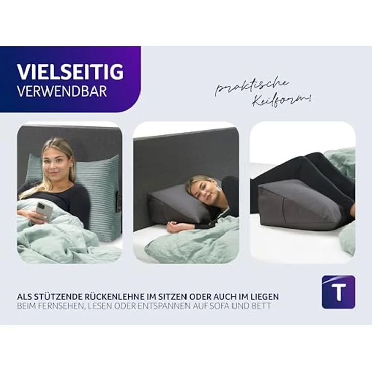 Traumnacht Cozy Rückenkissen, Lesekissen, 70x40 cm, türkis, Abnehmbarer,waschbarer Bezug aus gemütlichem Kord, praktisches Seitenfach, Öko-Tex Zertifiziert, produziert nach deutschem Qualitätsstandard – Bild 6
