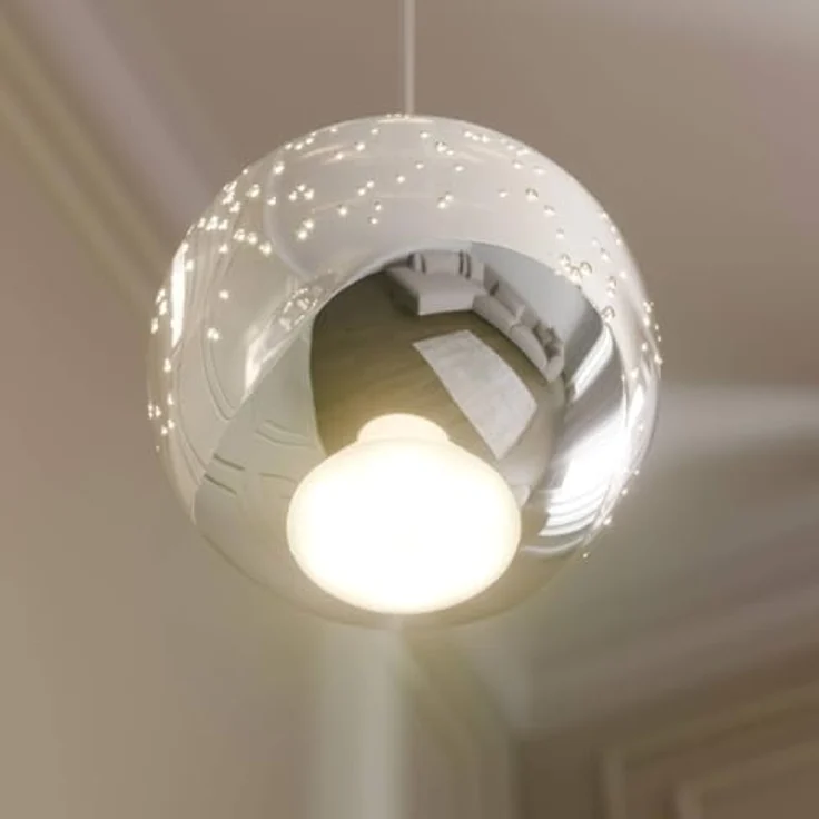 Lucande LED-Pendellampe Hayley, Ø 9 cm, einflammig, chromfarben, Blasenglas, moderne Lichtverteilung – Bild 6