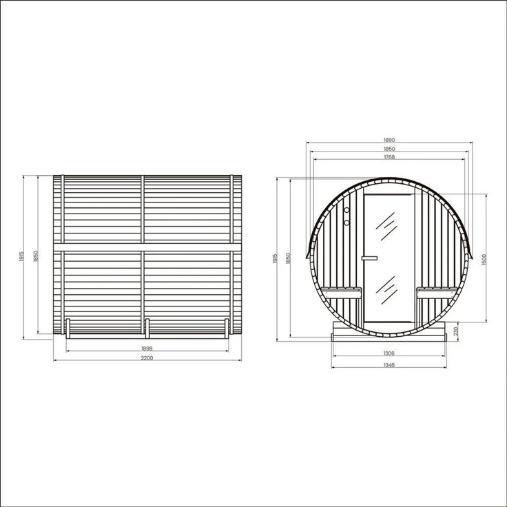 XXL Luxus Outdoor Fasssauna 195x220 cm SET Sauna inkl. 8 KW Saunaofen 4 Pers. – Bild 4