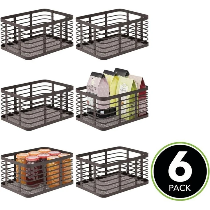 mDesign Allzweckkorb Aufbewahrung Drahtkorb Organizer 6er-Set Metall Bronze – Bild 4
