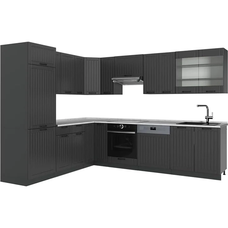 Eckküche Fame-Line Dunkelgrau/Anthrazit 287 x 227 cm, AP Marmor Vicco – Bild 1