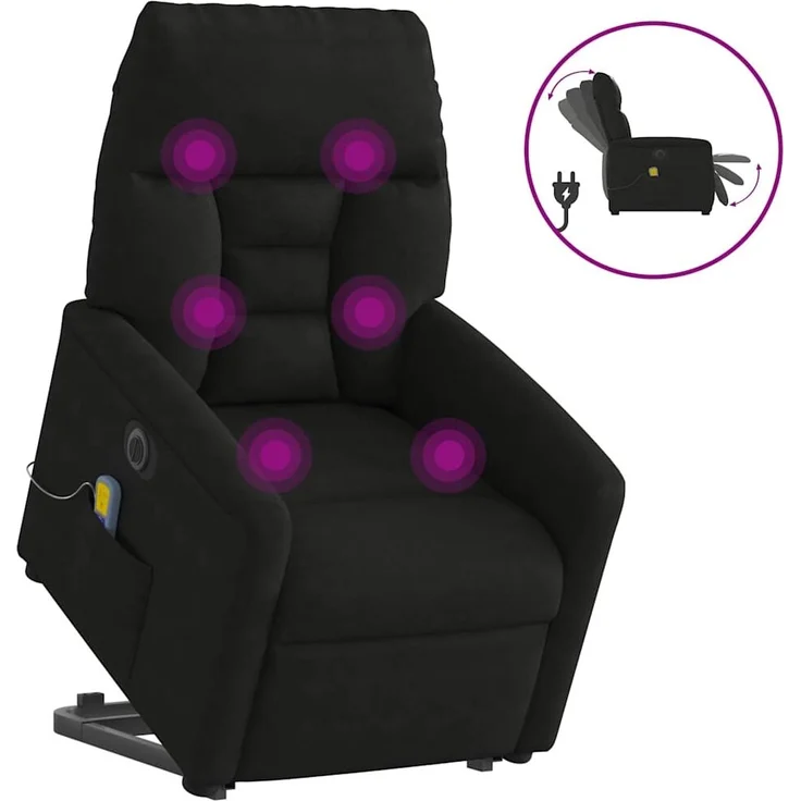 vidaXL Massagesessel Aufstehhilfe Elektrisch Schwarz Mikrofasergewebe 3303111 – Bild 1