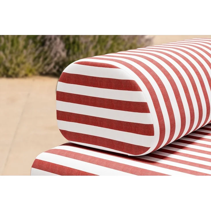Gestreifte Outdoor-Chaiselongue, weiß und rot – Bild 2