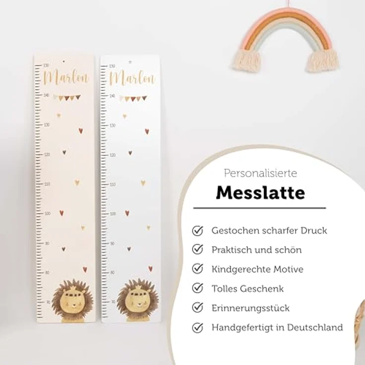 KIDSMOOD - Messlatte für Kinderzimmer Personalisiert, 70-140 cm - Messlatte Kinder Holz personalisiert Mit Namen für Baby- & Kleinkinderzimmer - Individuelles Geschenk für Kinder und Babys zum Geburt – Bild 8