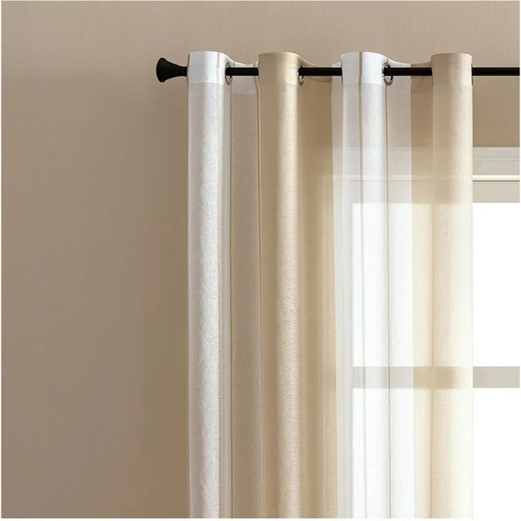 Jibenhome Schiebegardine 2 Stück Vorhang Gestreifter,Ösen Gardine,Voile Fensterschal, Transparente Scheibengardine – Bild 1