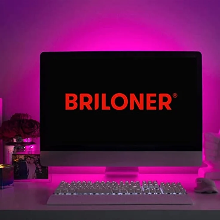 BRILONER - USB LED Strip 5m mit Fernbedienung, buntes RGB Licht, kürzbar, LED Streifen, Leiste, Zimmer deko, Gaming Deko, Band, Lichtleiste, Lichtband, 500 x 1 x 0,3 cm, Weiß – Bild 5