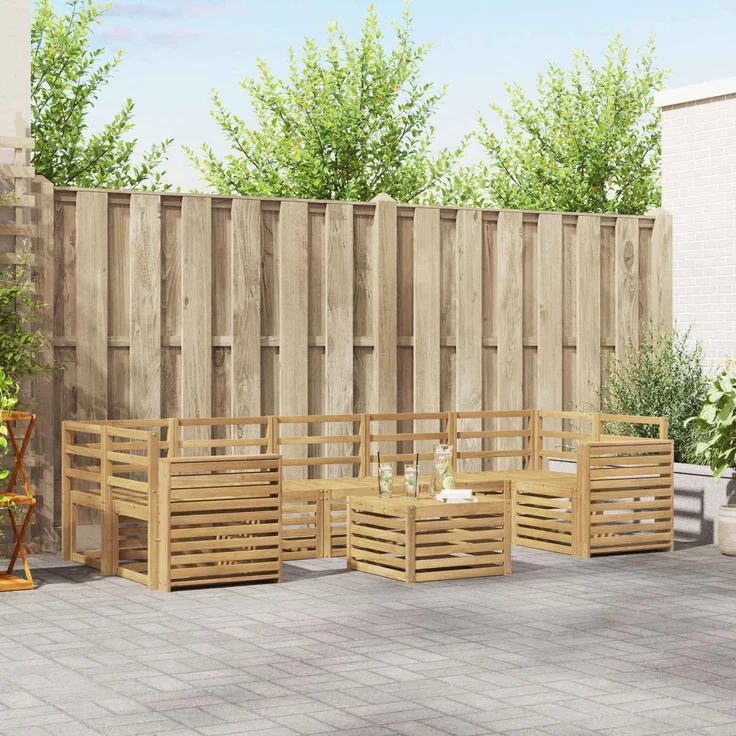 vidaXL Outdoor-Sofagarnitur 8 stk. 7-Sitzer Weiß Massivholz Akazie 3391559 – Bild 1