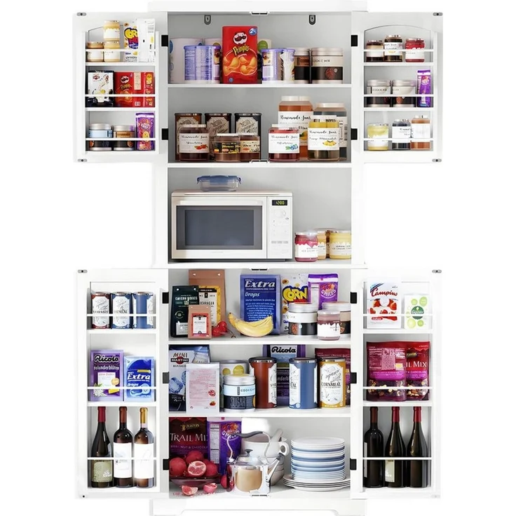 HOLTICO Hochschrank Küchenschrank mit Arbeitsplatte, Buffetschrank, Esszimmerschrank (1-St) Speisekammer mit 4 Türen und Regalen, 183cm – Bild 3
