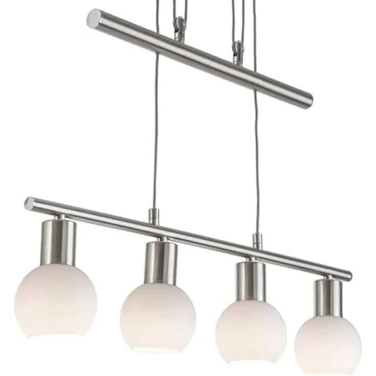 LED Hängelampe, nickel matt, Glas opal, höhenverstellbar, H 160 cm – Bild 5