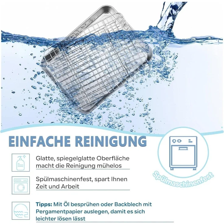 Onader Edelstahl Mini Backblech mit Abkühlgitter Set 23,7x17,7x2,5cm – Bild 6
