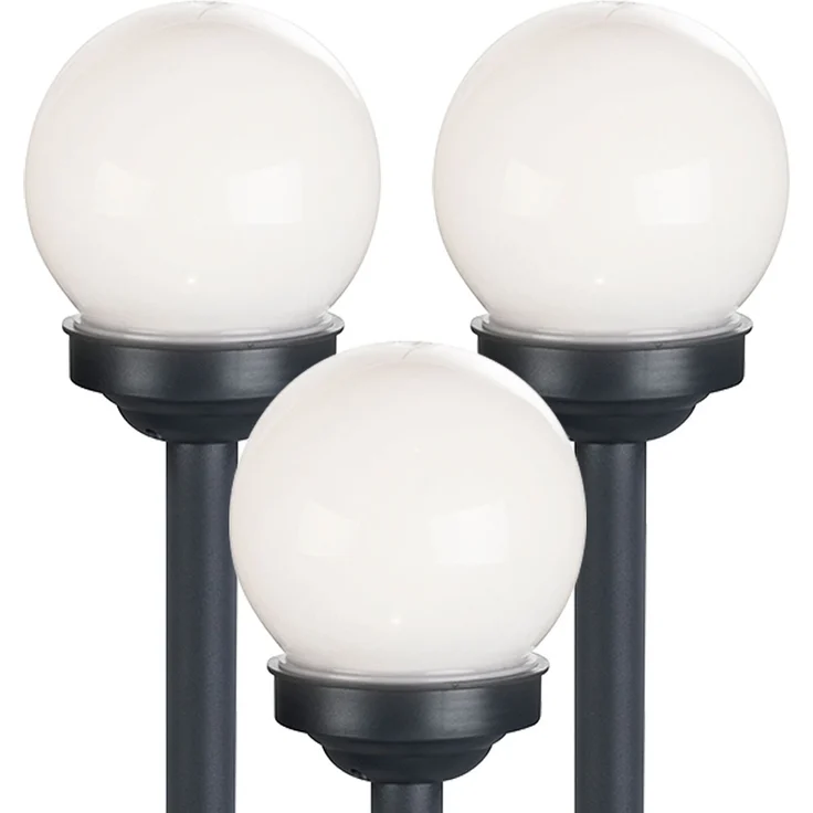 3er Set LED Solarkugel weiß, Erdspieß, DxH 10x38 cm – Bild 1