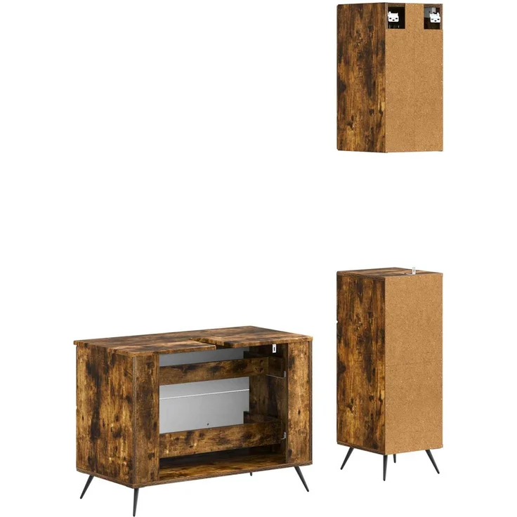 vidaXL 3-teiliges Badezimmer-Schranksystem BREDA Raucheiche 3417806 – Bild 6