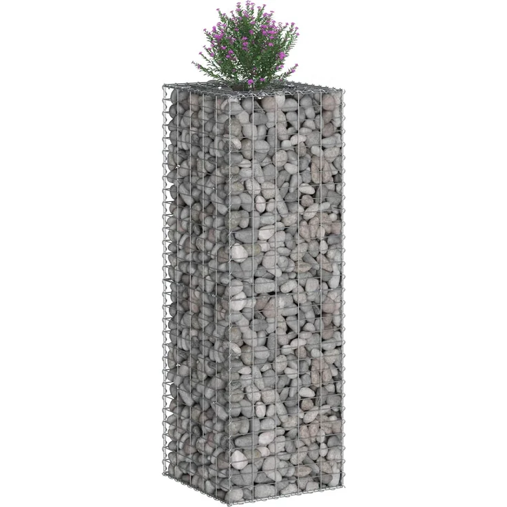vidaXL Gabionen Hochbeet Silber 50 x 50 x 150 cm Verzinkter Stahl 42033332 – Bild 2