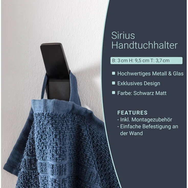 BadeDu SIRIUS Handtuchhaken Schwarz matt – Bild 2