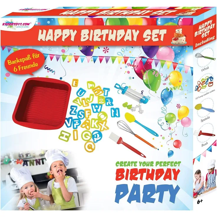 Backset Happy Birthday für Kinder mit Backform Buchstaben und viel Zubehör