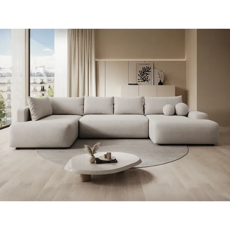 Vente-unique - DAVISO Sofa Stoff Beige - B 204 cm x H 87 cm x L 360 cm