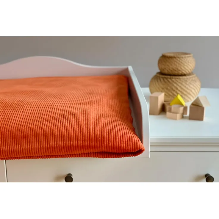 KraftKids Bezug für Wickeltischauflage Cord Breitcord Orange Reinorange breit 75 x tief 70 cm