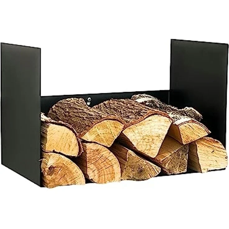 DanDiBo Kaminholzregal Innen Metall Schwarz Kaminholzständer mit Rückwand an der Wand Hängend 96432 Holzkorb Kaminholzhalter – Bild 3