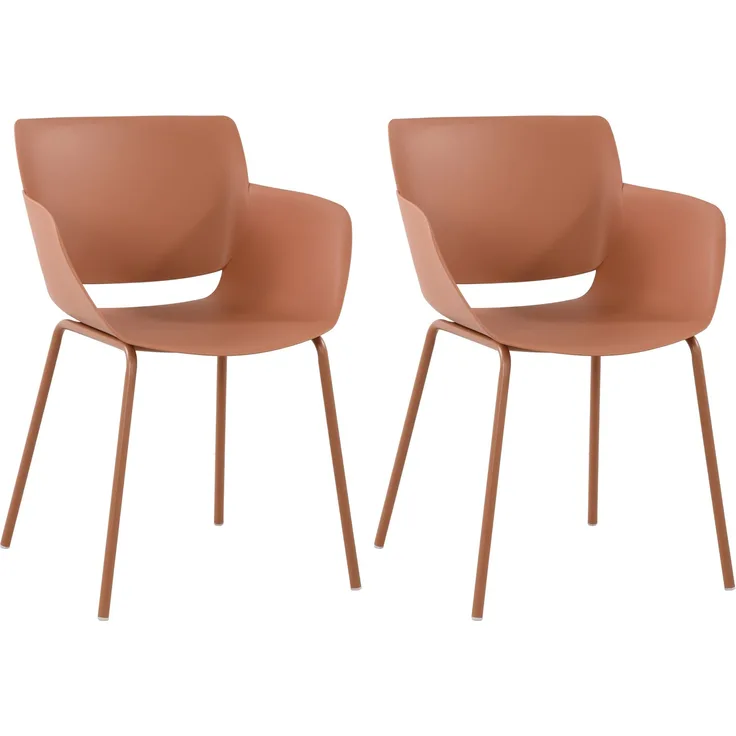 CLP 2er Set Gartenstuhl Alpena Stapelstühle wetterfest und UV-beständig,terracotta