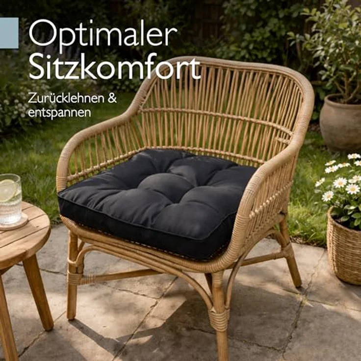 Beautissu Lounge Sitzkissen Outdoor Graphitgrau, 10cm, 50cm, 50cm – Bild 6