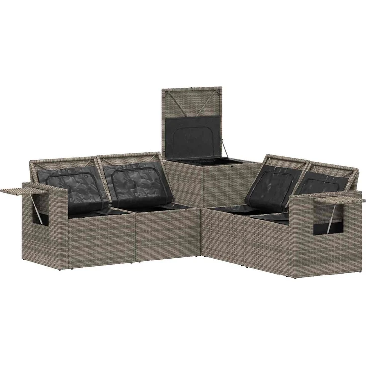 vidaXL Sofa Set 5 stk. Grau und Dunkelgrau Polyrattan und Stahl 3447880 – Bild 6