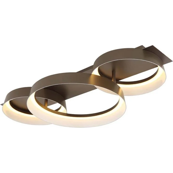 GLOBO LIGHTING LED Deckenleuchte, LED-Leuchtmittel fest verbaut, Warmweiß, Deckenleuchte LED opal matt Metall kaffeefarben Deckenlampe B 70 cm – Bild 5
