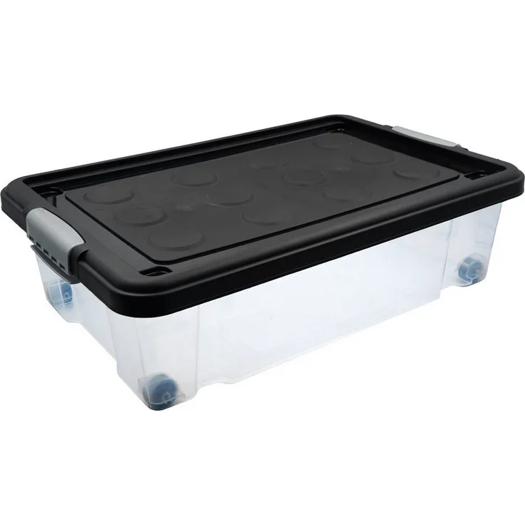 hrb Unterbettkommode transparente Aufbewahrungsbox Rollbar Unterbettbox mit Deckel Click (1 St)