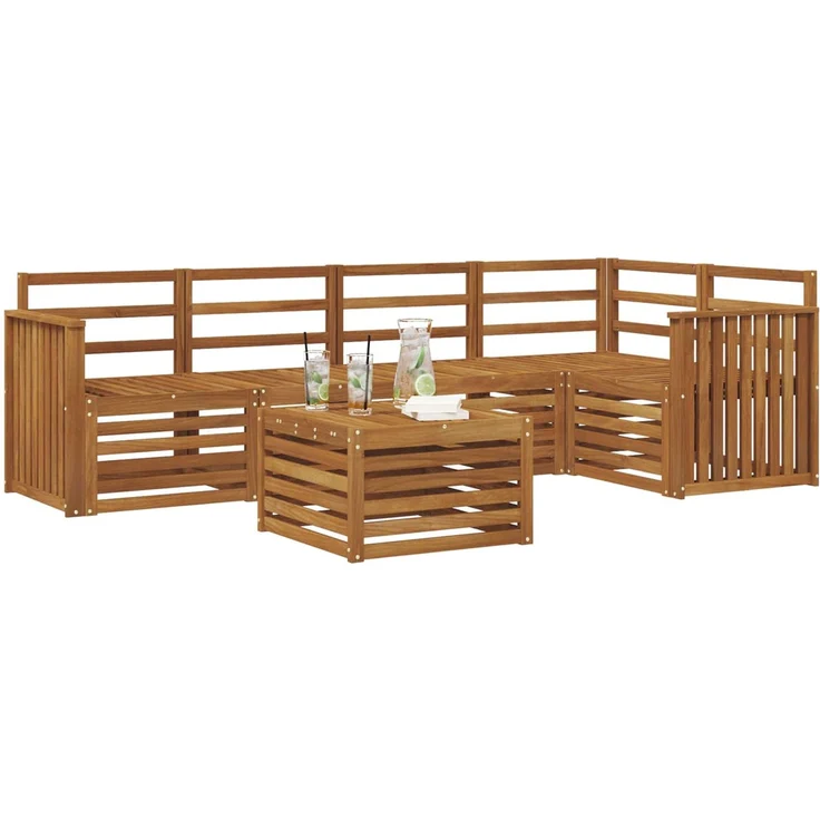 vidaXL Outdoor-Sofagarnitur 6 stk. 5-Sitzer Natur Massivholz Akazie 3374844 – Bild 3