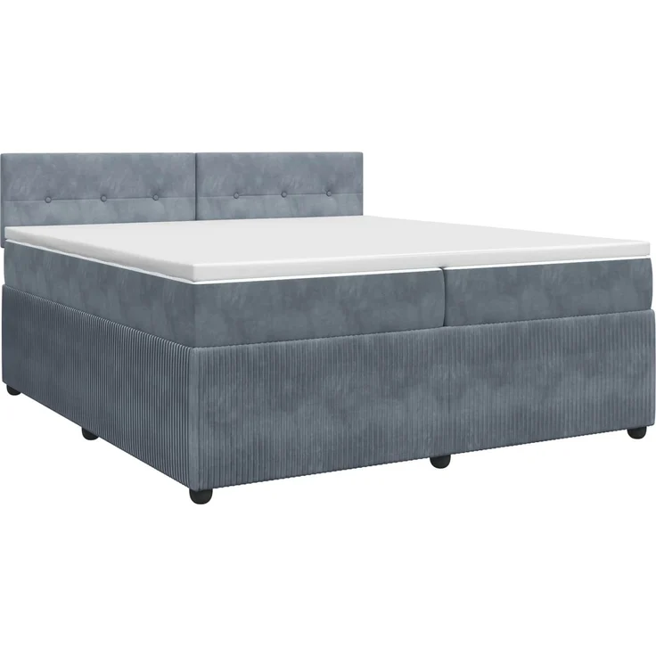 vidaXL Boxspringbett mit Matratze Dunkelgrau 200 x 200 cm Samt 3451746 – Bild 2