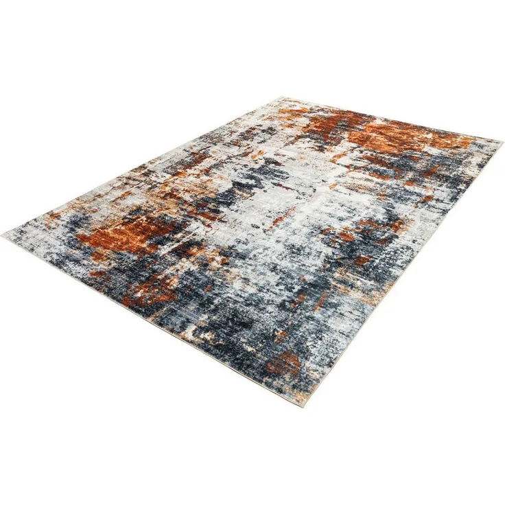 riess-ambiente Designteppich MODERN ART XXL 350x240cm grau kupfer · moderner Kurzflor-Teppich, rechteckig, Höhe: 8 mm, Wohnzimmer · Fußbodenheizung-geeignet · Indoor · Grafikmuster