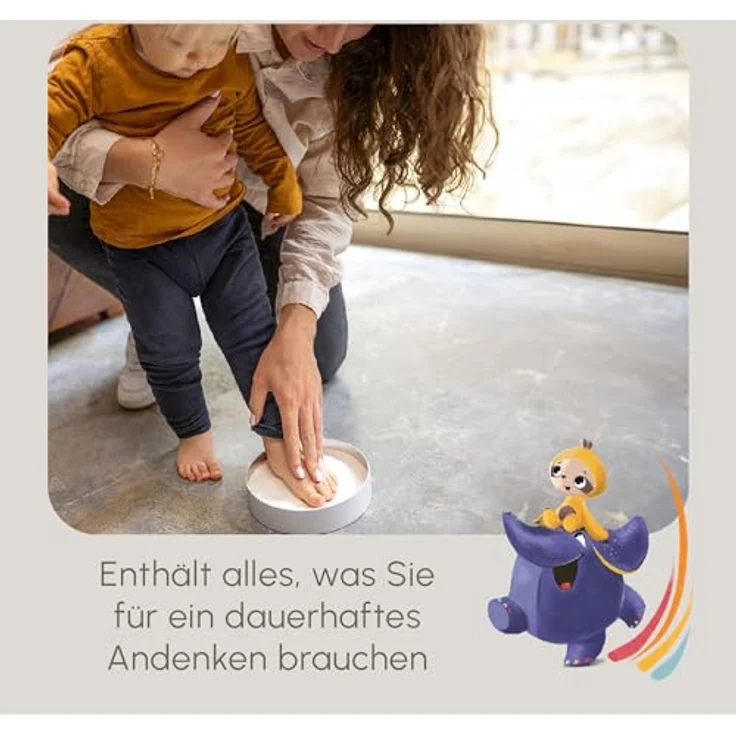 Tiny Love Magic Box Rund, Erinnerungsbox Baby, Gipsabdruck Baby Hand und Fuß, Andenken Jungs/Mädchen, Dermatol. getestet, Clay Komplettset, Geschenk Neugeborene, Babyzimmer Deko, Tiny Creations – Bild 4