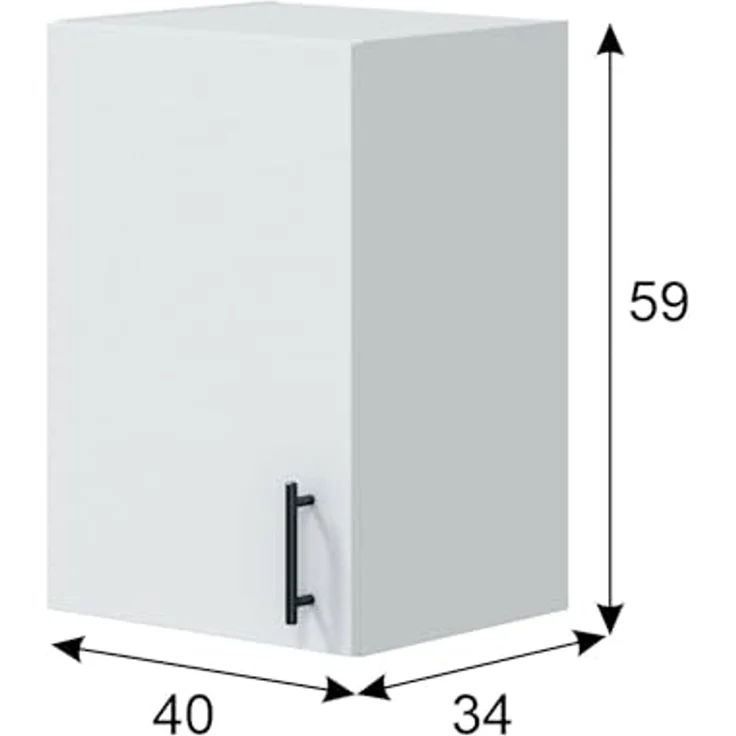 Dmora - Hängeschrank 1 Tür Este, Wandregal, Multifunktionshilfe-Schrank, 40x34 h59 cm, Weiß – Bild 3