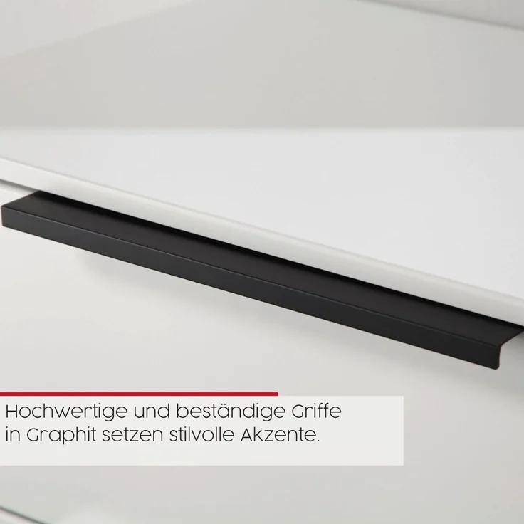 Rauch Möbel Flipp, Kommode für Schlafzimmer, Kinderzimmer, Wohnzimmer, Flur, Garderobe, 2-türig, 5 Schubladen, mit Softclose-Funktion, Farbe Eiche Artisan, Holz/Graphit, Schwarz, Breite 160 cm – Bild 7