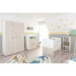 nonjoo 'Hanna Set 8' best. aus Babybett, Kommode, Wickelaufsatz, Wandboard, Regal mit 3 Fächern und Kleiderschrank 3-trg.