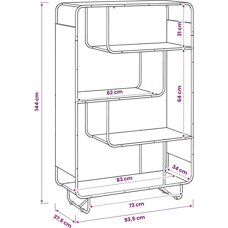 vidaXL Highboard Artisan-Eiche 93.5 x 37.5 x 144 cm Holzwerkstoff 8007953 – Bild 6