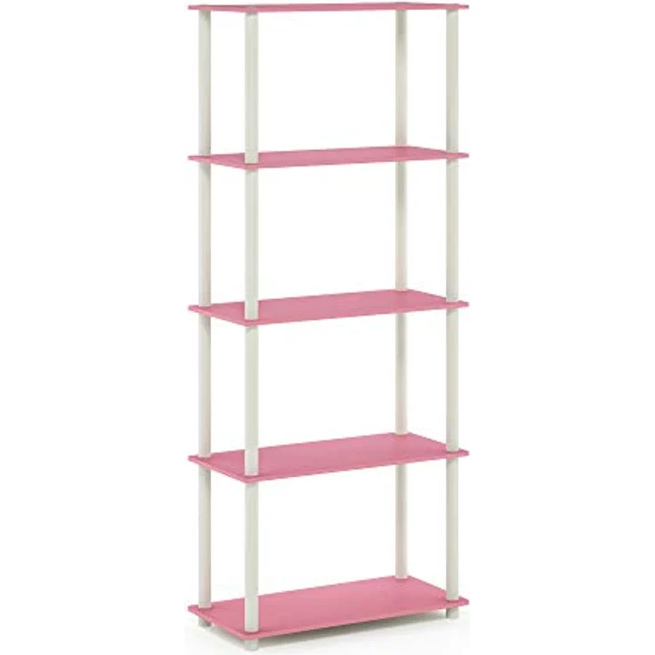 Furinno 5-Ebenen Mehrzweck-Regal, holz, Rosa/Weiß, 29. 46x59. 94x145. 8 cm – Bild 6