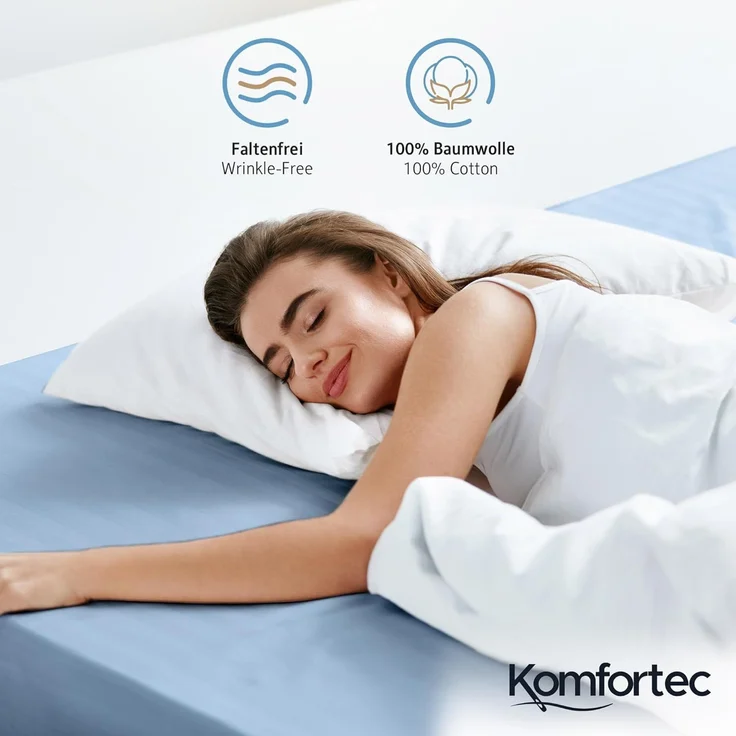 Komfortec 2er Pack Jersey Spannbettlaken 140x200 cm, 100% Baumwolle, Doppelpack Spannbettuch – Bild 5