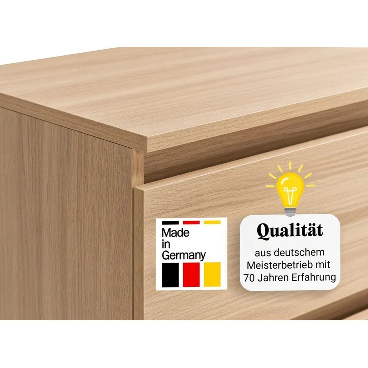 Home Collective Kommode mit 6 Schubladen 95, 120, 140 cm breit Holz Schrank (Highboard Anrichte Schlafzimmer Wohnzimmer Flur Büro Organizer), Kommode 95 cm breit Kommode Sideboard, Sonoma – Bild 3