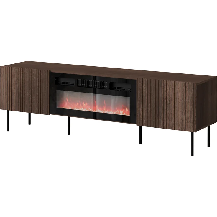 Mirjan24 'Trigev' TV-Lowboard mit 2 Drehtüren, elektrischer Kamin, nuss Warmia, 58 x 42 x 181 cm – Bild 3