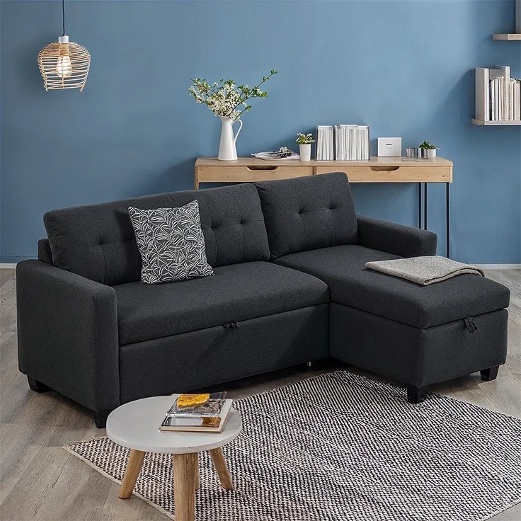 Sofa L Form Campina Anthrazit 226 x 163 cm mit Schlaffunktion Vitalispa – Bild 4