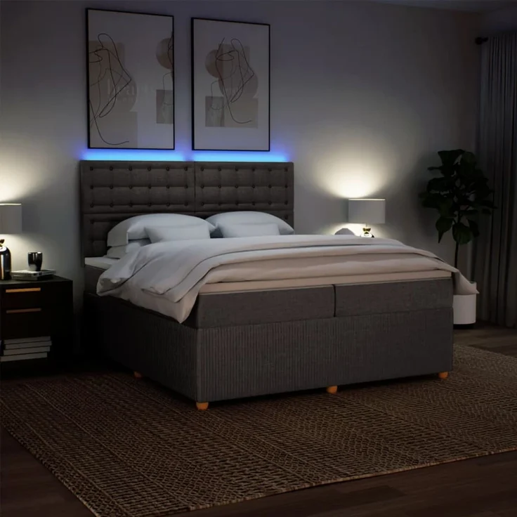 vidaXL Boxspringbett mit Matratze Taupe 200x200 cm Stoff 3294481 – Bild 4
