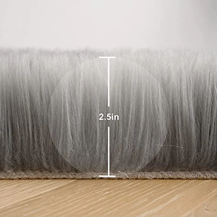 HEQUN Faux Lammfell Schaffell Teppich Kunstfell Dekofell Lammfellimitat Teppich Longhair Fell Nachahmung Wolle Bettvorleger Sofa Matte (50 X150 cm, Grau) – Bild 5